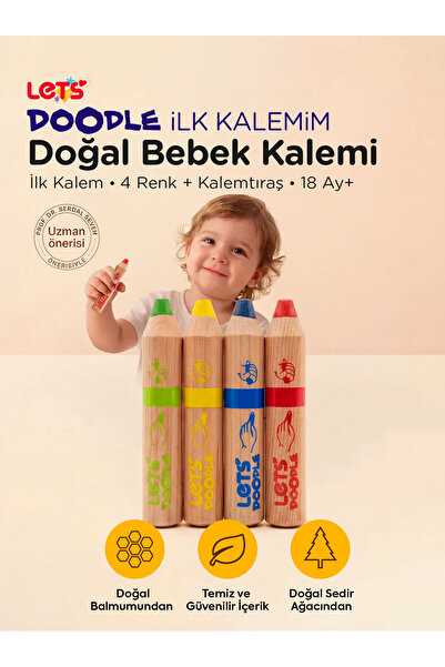 Lets Doodle Bebek İlk Kalem 4'lü - Minik Eller İçin Doğal İçerik
