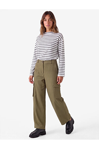 Koton Viscose Blend Regular Waist Barrel Trousers with Cargo Pockets