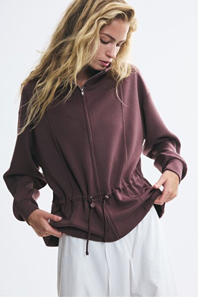 H&M Peplumlu ve Fermuarlı Sweatshirt