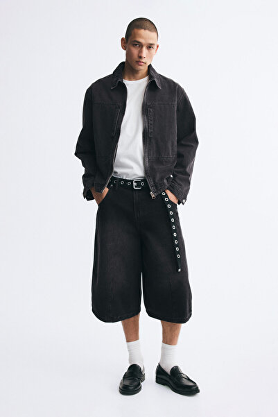 H&M Barrel Paçalı Baggy Kot Şort