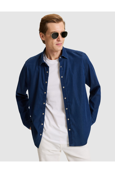 Pierre Cardin Lacivert Regular Fit Jean Gömlek 50292560-VR033
