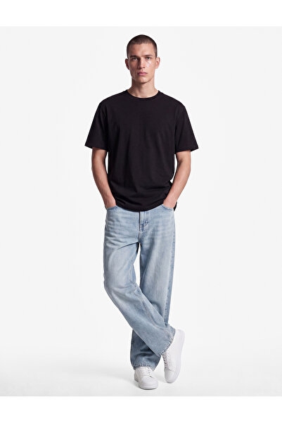 Koton Tricou de bază pentru bărbați, cu mânecă scurtă, cu decolteu, slim fit