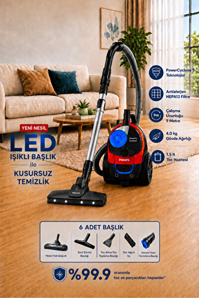 Philips Yeni Nesil Led Işıklı Başlık İle Kusursuz Temizlik 4000 serisi Toz To...