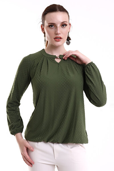 Şiir Kadoma Pleated Drop Collar Accessory Knitted Jacquard Combed Cotton Long...