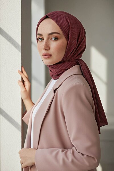 Vissona KREP HASIR DESENLİ GÜL KURUSU RENKLİ 75X195 KIRIŞMAZ ŞAL