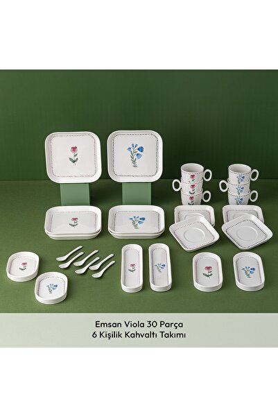 Emsan Viola Porselen 30 Parça 6 Kişilik Kahvaltı Takımı