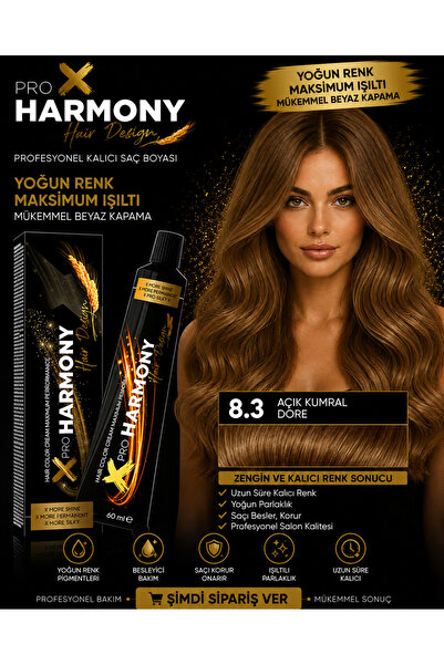 X Pro Harmony Açık Kumral Dore Saç Boyası 8.3 Altın Kalıcı Tüp Saç Boyası 60 ...