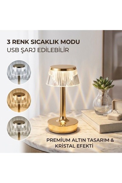 Yıldızan Efe home & more Rio Şarjlı Masa Lambası CT-8434 Tek Anahtarla 3 Renk...