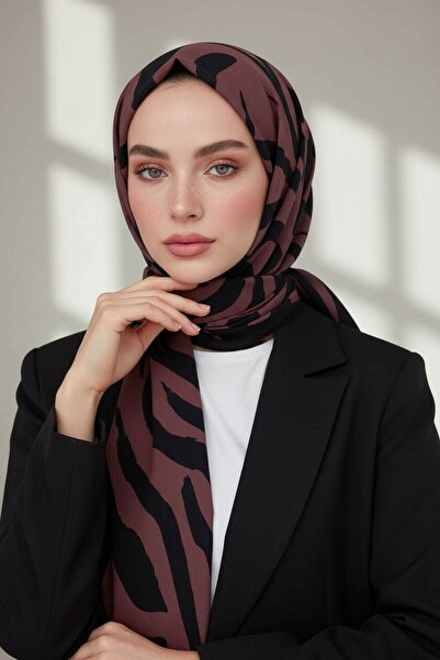Vissona KREP FIRÇA DARBESİ DESENLİ GÜL KURUSU RENKLİ 75X195 KIRIŞMAZ ŞAL