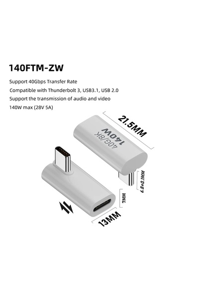 Choice b89 PD140W USB4.0 Type C to USB C Fast Charging Adapter Converter 40Gb...