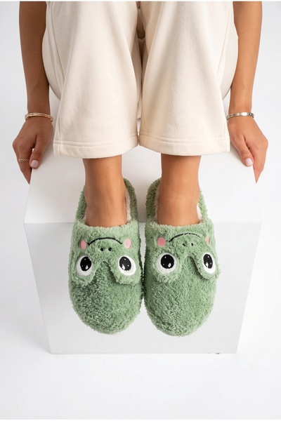 StWenn Women's Plush House Slippers with Frog Figure, Winter Warm, Closed Toe...