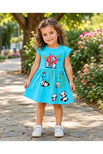Hacalı Kids Quality Combed Cotton Short-Sleeved Dress