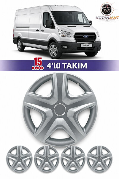 Kotanjant FORD TRANSİT 15 İnç Jant Kapağı 4'lü Set Gümüş + 4 Amblem + 8 Cırt ...