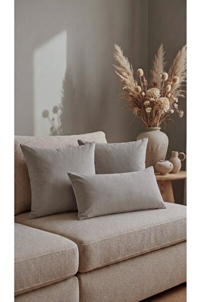 Dokuar Velvet Textured Premium Stone Color Plain Polyester Pillow Cushion Cover