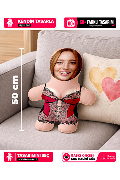 Motto Gift Kişiye Özel Fotoğraflı Peluş Oyuncak Yastık - 50cm