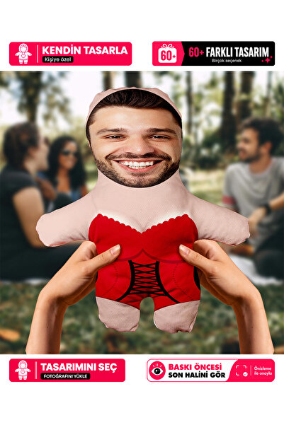 Motto Gift Kişiye Özel Fotoğraflı Esprili Komik Gecelikli Peluş Oyuncak Yastı...