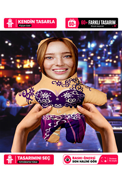 Motto Gift Kişiye Özel Fotoğraflı Dansöz Peluş Oyuncak Yastık - 25cm - Espril...