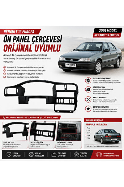 VK RENAULT 19 GÖĞÜS TORPİDO ÇERÇEVESİ ( RENO 19 TEYP ÇERÇEVESİ ) uyumlu