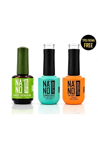 PİRAYE AKSESUAR Nano • Magic Remover • Top Coat • Rubber Base • 3'lü Süper Se...
