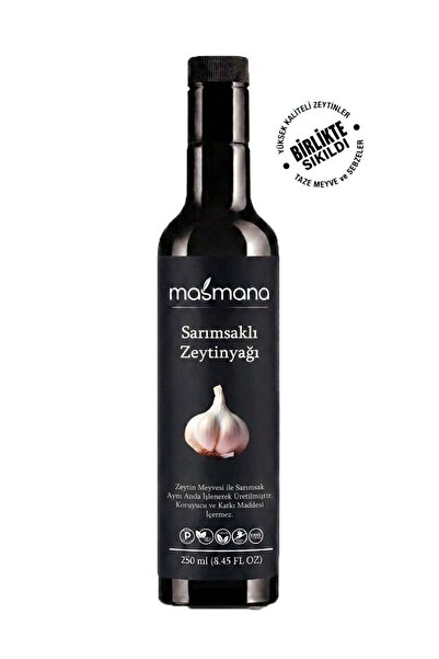 Sarımsak Çeşnili Natürel Sızma Zeytinyağı 250 ml | Soğuk Sıkım | Birlikte İşlenmiş