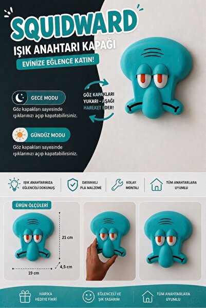 Genel Markalar Squidward (Sünger Bob) Temalı Dekoratif Priz Kapağı