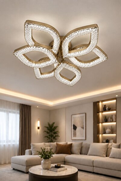 Lumia Lighting Yonca Model Eskitme Kumandalı 6"lı Ledli 3 Renk Modu Kristal S...