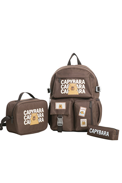 capybara Lisanslı Okul Çantası Set – Okul Sırt çantası, Su geçirmez, cepli, Ç...
