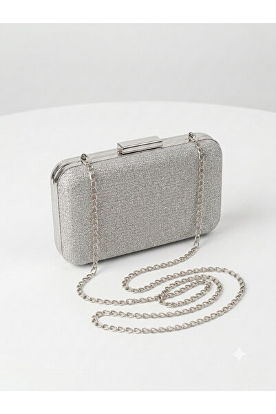 selma demir Simli Çupra Gümüş Kadın Zincirli Özel Gün Düğün Nişan Clutch Abiy...