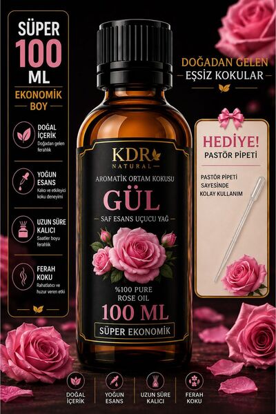 kdr natural Gül Uçucu Yağ Buhurdanlık Yağı Difüzör Esansı Oda Kokusu Esansı H...