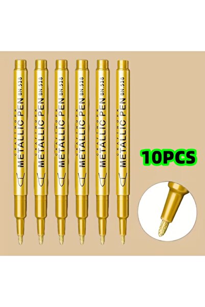 Choice 10pcs 10-Pack of Gold Hard-Tipped Gel Pens, Metallic Craft Pens, Gold ...