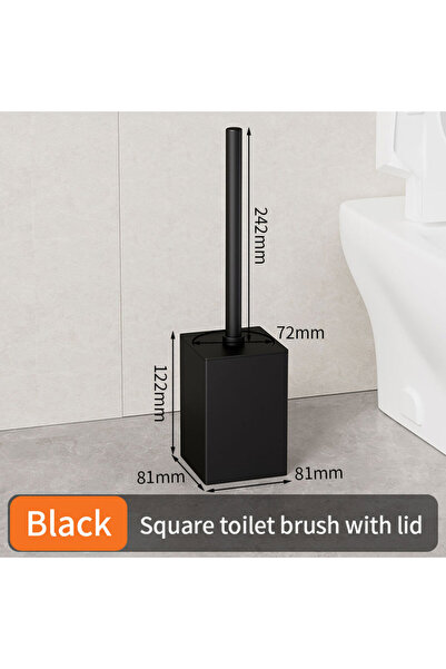 Choice Square Black Luxury Toilet Brush Metal Shell Wall-Mounted Toilet Brush...