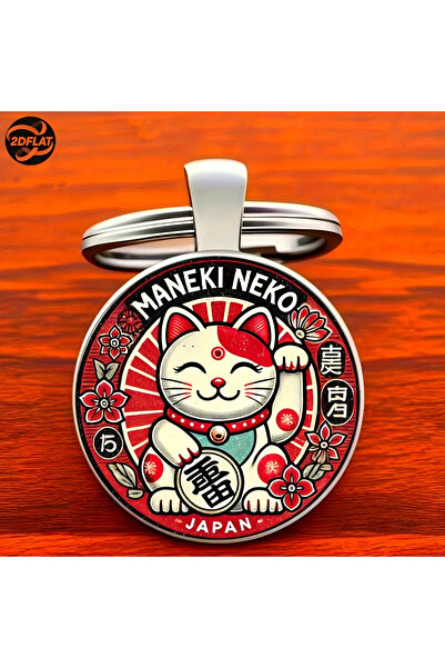 Choice1 style 2 Maneki Neko Lucky Cat Keychain, Japanese Good Luck Charm Zinc...