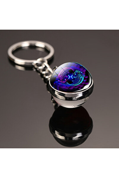 Choice Pisces 12 Constellation Key Chain Luminous Double Sided Glass Ball Pen...