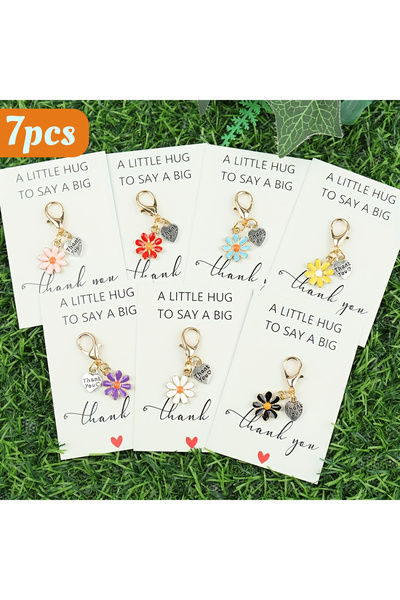 Choice1 7pcs 7pcs/14pcs Daisy Flower Keychain Set with Thank You Card, Encour...