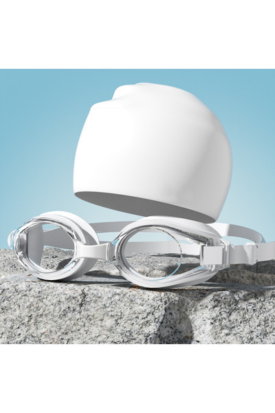 Choice WHITE Swimming Goggles Cap Adult HD Anti-fog Swimming Goggles Set Wate...