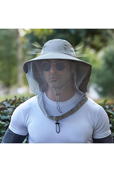 Choice4 dark grey UV Protection Hat with Face Mask Breathable Insect Protecti...