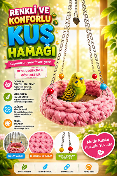 Petshop El Örgüsü Kuş Hamağı ve Yatağı – Muhabbet Kuşu, Sultan Papağanı ve Kü...