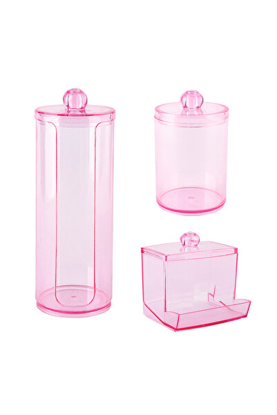 Choice 3pcs 1/3 Pcs Acrylic Qtip Holder with Lid Clear Pink Cotton Pad Holder...