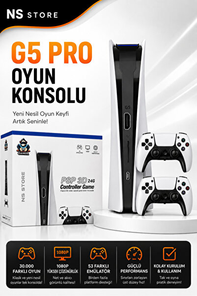 NS Store GS5 Pro PS5 Tasarımlı Kablosuz Çift Kol Oyun Konsolu – 4K, 2.4G, 53 ...