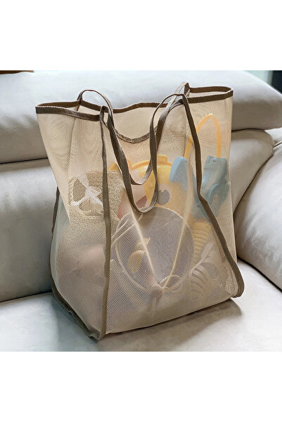Choice khaki Transparent Mesh Storage Bag, Shoulder Bag, Fashionable, Lightwe...