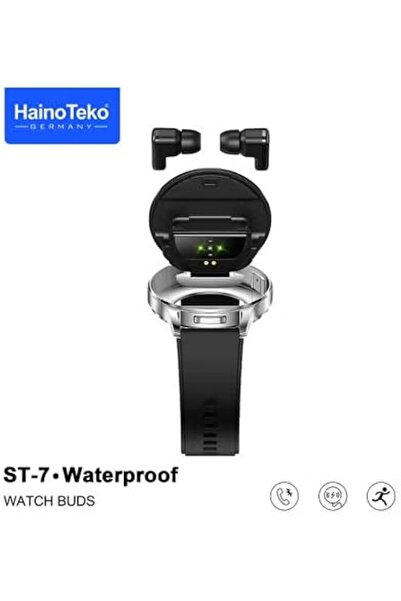 HAINOTEKO ساعة ذكية مقاومة للماء ST-7 مع سماعات أذن وشاشة AMOLED و3 أزواج من ...
