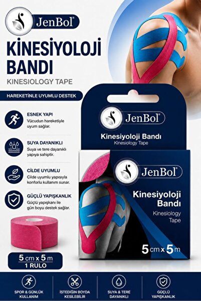 Jenbol Kinezyo Sporcu Bandı Ağrı Bandı 5 Metre X 5 Cm Pembe