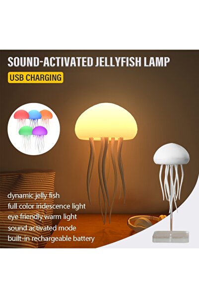Choice RGB Bionic Jellyfish Night Light,USB Rechargeable with Voice Control,D...