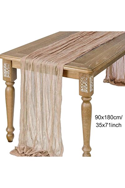 Choice Champagne Semi-Sheer Gauze Table Runner Sage Cheesecloth Table Setting...