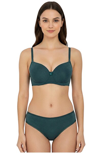 hadiora Women's Emerald Green Non-Padded Non-Trace Bra Set