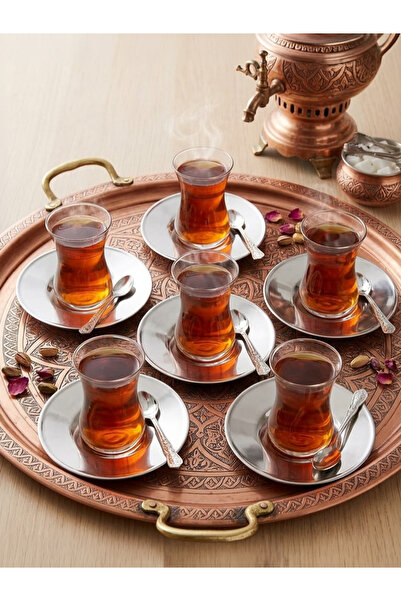 Elzemm store PASLANMAZ ÇELİK YUVARLAK 6 LI ÇAY TABAĞI BARDAK ALTLIĞI