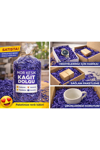 Orbak Kağıtçılık Morcivert Z Zigzag Kırpık Kâğıt – Hediye Kutu İçi Dolgu Süsl...