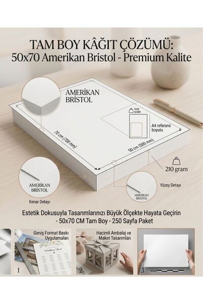 Orbak Kağıtçılık كرتونة بريستول الأمريكية 50×70 سم 210 جرام - 10 قطع
