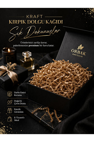 Orbak Kağıt Kraft Kağıt Kırpık Dolgu Malzemesi 1 Kg – Doğal Kutu İçi Koruyucu...
