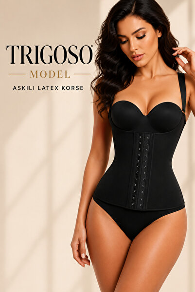 MİSTİRİK Corset modelator din latex Trigoso Model, cu 4 trepte de ajustare, c...